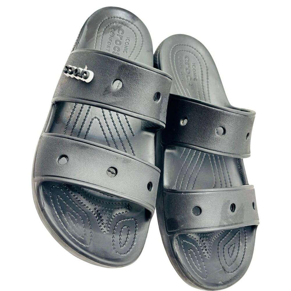 Crocs Men sz 12 women 14 Unisex black slippers comfortable recovery sandals
